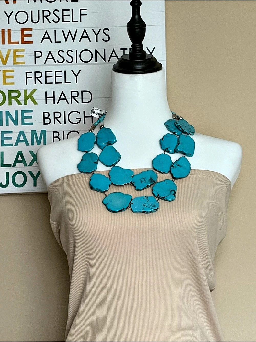 Iris & Lily Turquoise Statement Necklace in Blue NWT